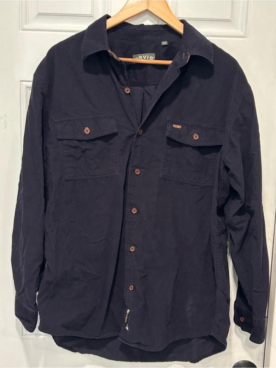 Orvis Other - ORVIS Men's FAIRBANKS Corduroy Button Down Shirt Large Navy Blue Long Sleeve